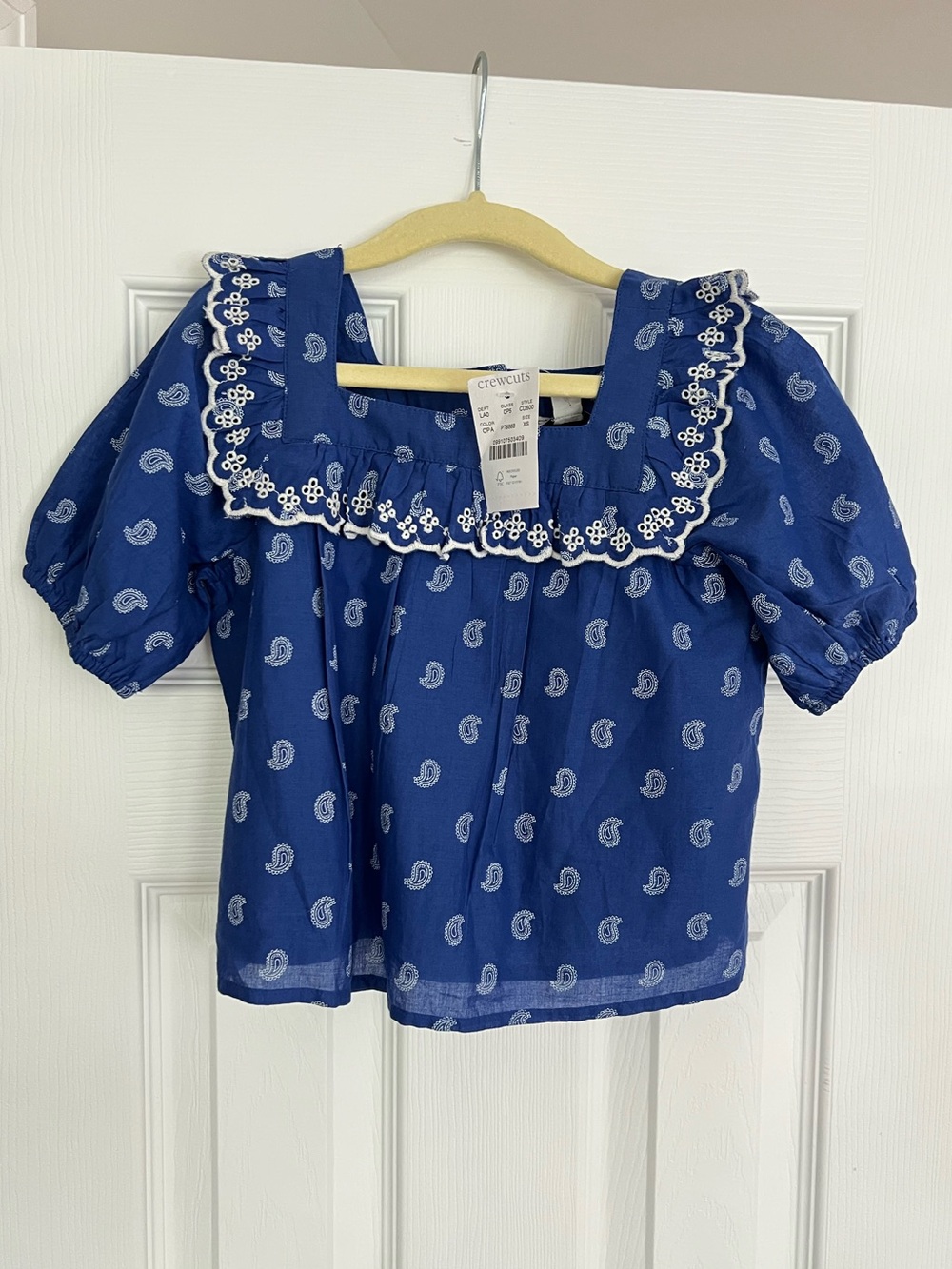 CrewCuts JCrew blue paisley shirt- size XS- NWT